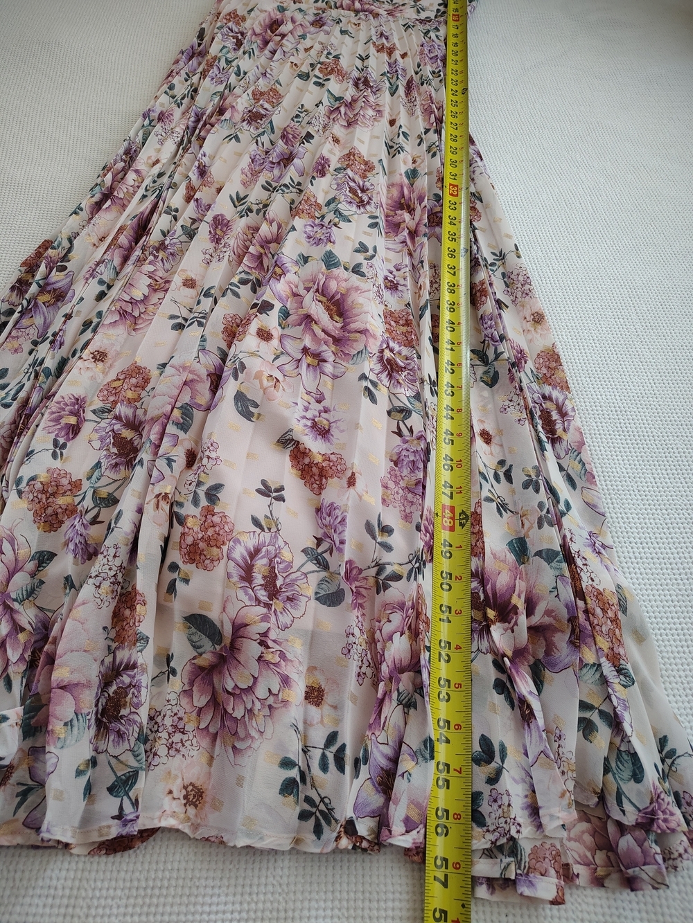 Crystal Doll Lavender Floral Pleated Maxi Dress Size 11. - Picture 8 of 13